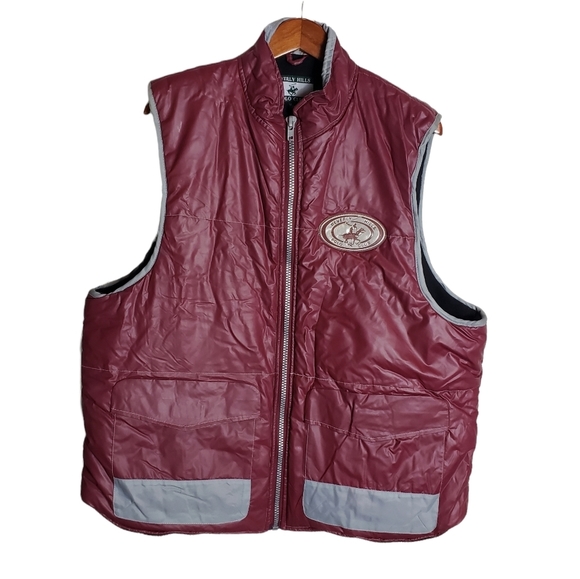 Beverly Hills Burgundy Polo Club Puffer Vest Mens Sz XL Fleece Lined Zip-Up Fall - Picture 1 of 15